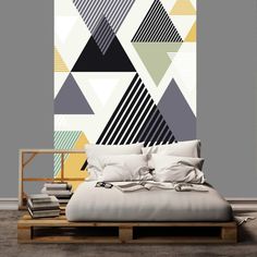tete de lit papier peint geometrique